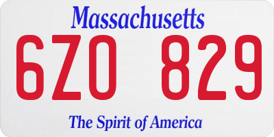 MA license plate 6ZO829