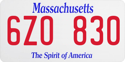 MA license plate 6ZO830