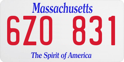 MA license plate 6ZO831