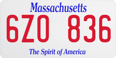 MA license plate 6ZO836