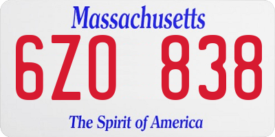 MA license plate 6ZO838