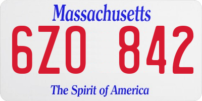 MA license plate 6ZO842