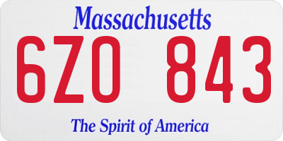 MA license plate 6ZO843