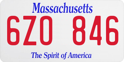MA license plate 6ZO846
