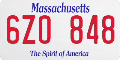 MA license plate 6ZO848