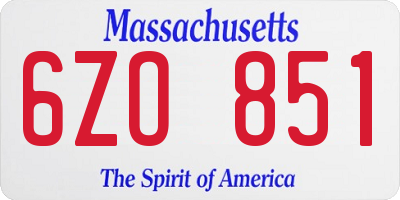 MA license plate 6ZO851