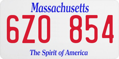 MA license plate 6ZO854