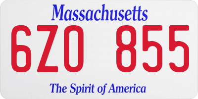 MA license plate 6ZO855