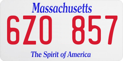 MA license plate 6ZO857