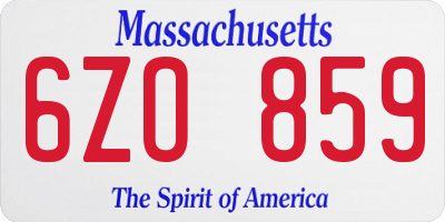 MA license plate 6ZO859