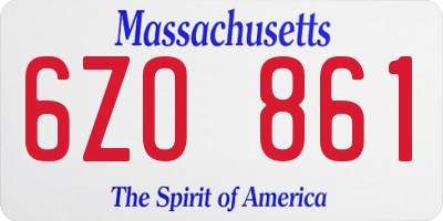 MA license plate 6ZO861