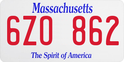 MA license plate 6ZO862