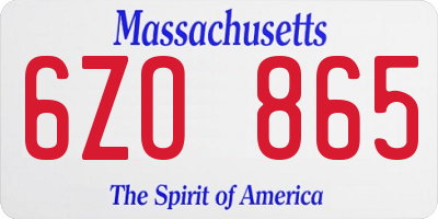 MA license plate 6ZO865