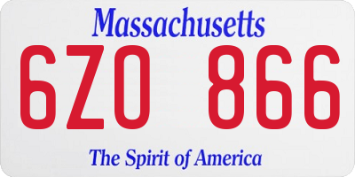 MA license plate 6ZO866