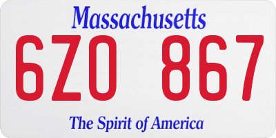 MA license plate 6ZO867