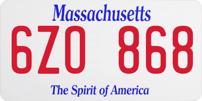 MA license plate 6ZO868