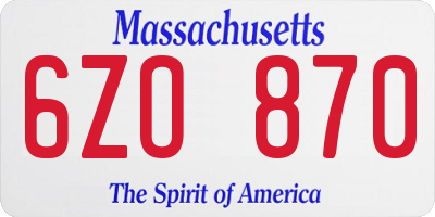MA license plate 6ZO870