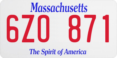 MA license plate 6ZO871