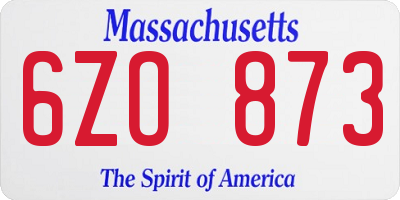 MA license plate 6ZO873