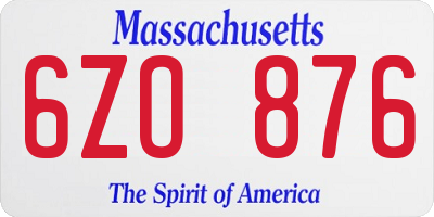 MA license plate 6ZO876