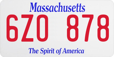 MA license plate 6ZO878
