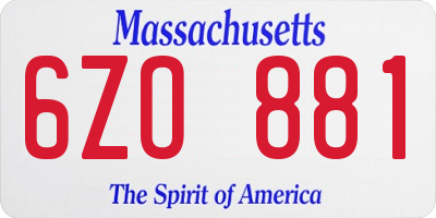 MA license plate 6ZO881