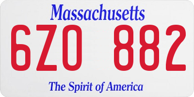 MA license plate 6ZO882