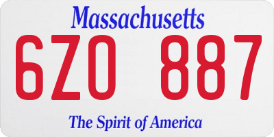 MA license plate 6ZO887