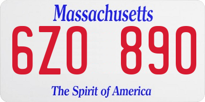 MA license plate 6ZO890