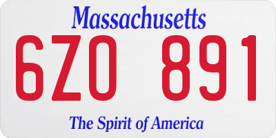 MA license plate 6ZO891