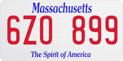 MA license plate 6ZO899