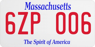 MA license plate 6ZP006