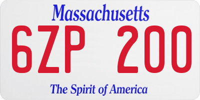 MA license plate 6ZP200