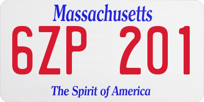 MA license plate 6ZP201