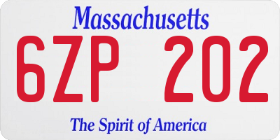 MA license plate 6ZP202