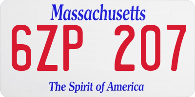 MA license plate 6ZP207