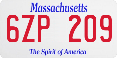 MA license plate 6ZP209