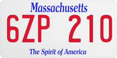 MA license plate 6ZP210