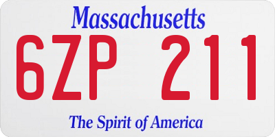 MA license plate 6ZP211