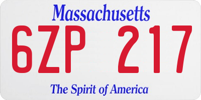 MA license plate 6ZP217