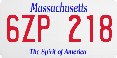 MA license plate 6ZP218