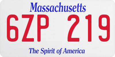 MA license plate 6ZP219