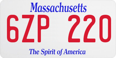 MA license plate 6ZP220