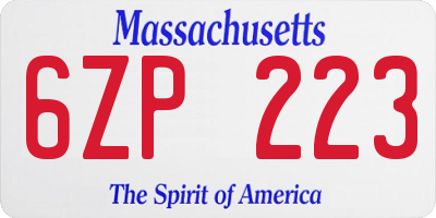 MA license plate 6ZP223