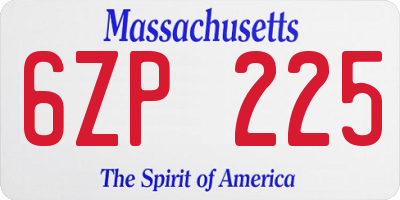 MA license plate 6ZP225