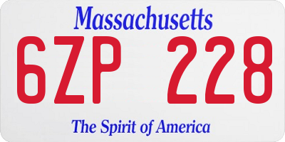 MA license plate 6ZP228