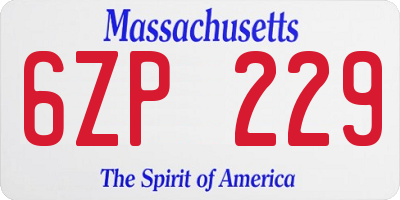 MA license plate 6ZP229