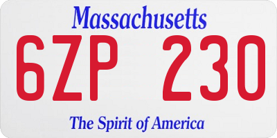 MA license plate 6ZP230