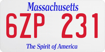 MA license plate 6ZP231
