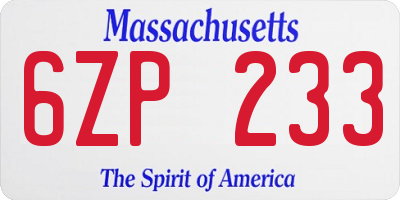 MA license plate 6ZP233